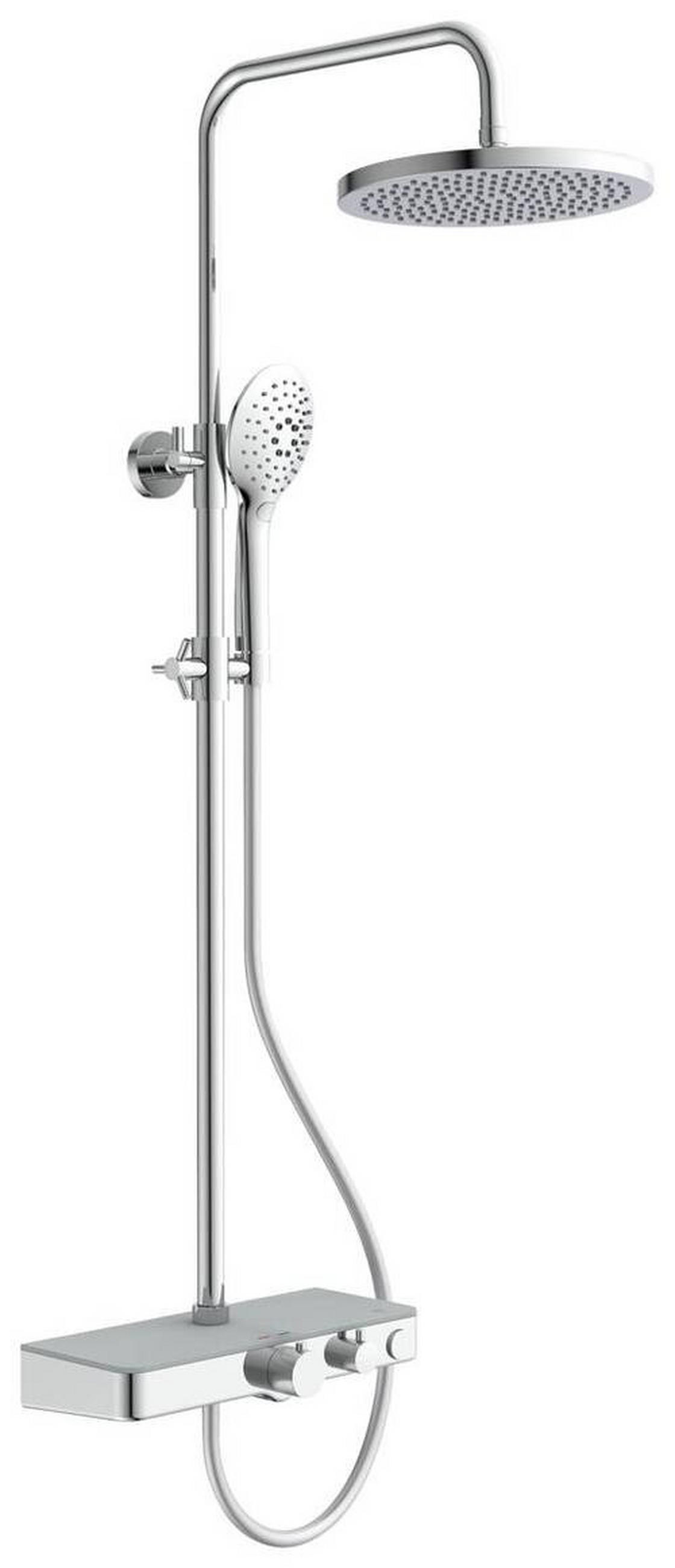 ÜBERKOPFBRAUSESET  - Chromfarben/Grau, Basics, Glas/Kunststoff (35/80-120/35cm) - Schütte