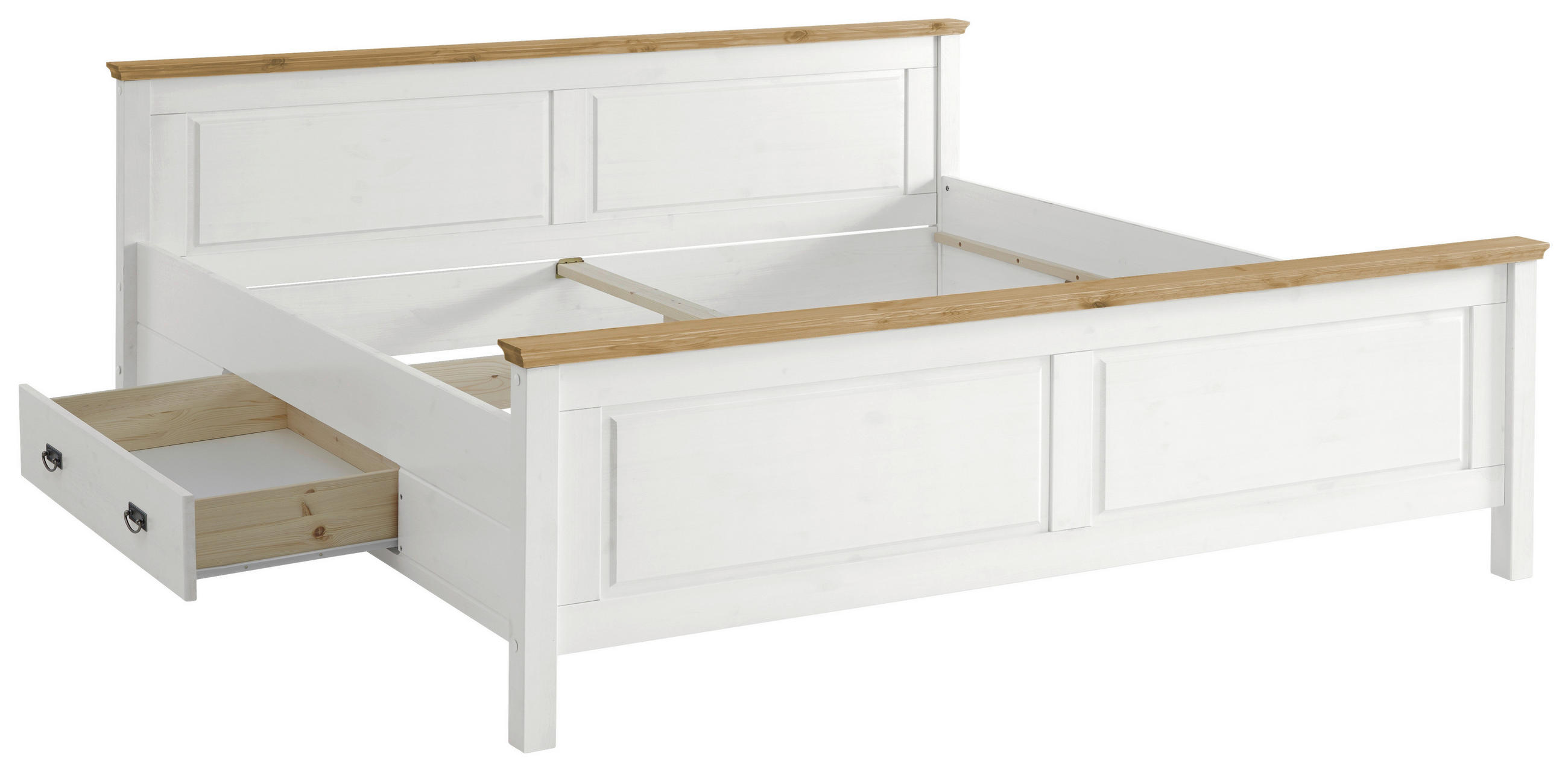 BETT 200/200 cm  in Weiß, Laugenfarbig  - Laugenfarbig/Weiß, ROMANTIK / LANDHAUS, Holz (200/200cm) - Boxxx