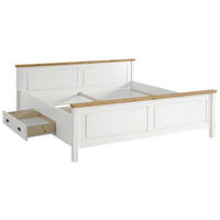 BETT 200/200 cm,  in Weiß, Laugenfarbig, Bettschublade,  - Laugenfarbig/Weiß, ROMANTIK / LANDHAUS, Holz (200/200cm) - Boxxx