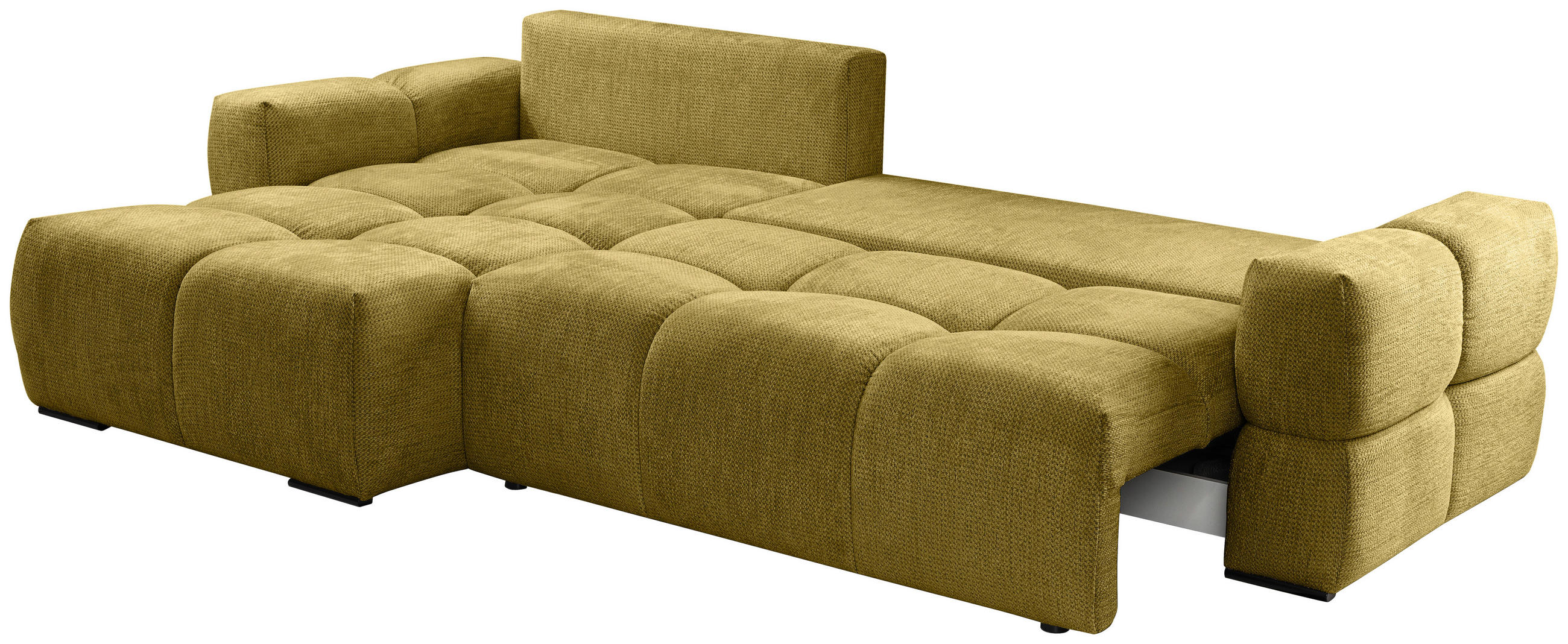ECKSOFA Senfgelb Chenille  - Senfgelb/Schwarz, Design, Textil/Metall (173/299cm) - Stylife