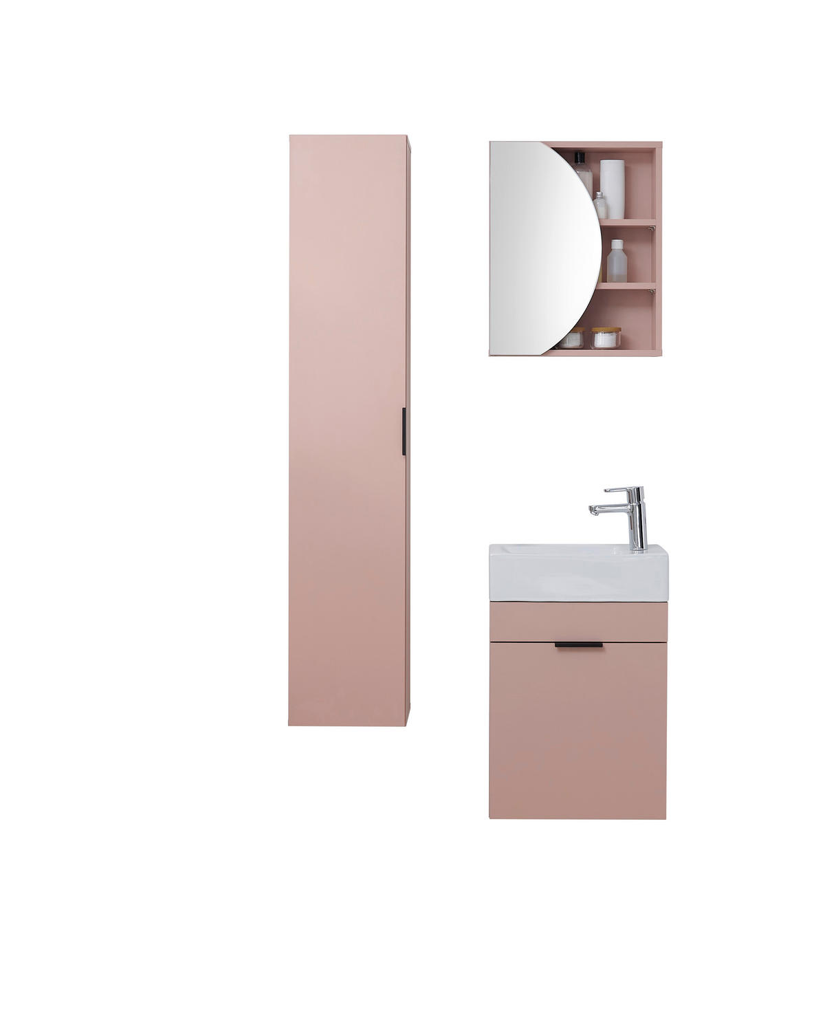 WASCHTISCHKOMBI  - Schwarz/Rosa, Trend, Holzwerkstoff/Metall (45/55/25cm) - MID.YOU