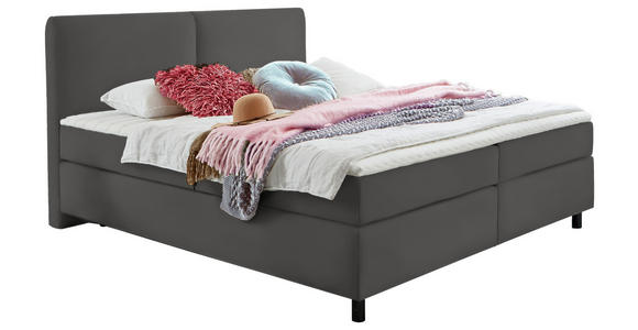 BOXSPRINGBETT 160/200 cm in Anthrazit - Anthrazit/Schwarz, KONVENTIONELL, Kunststoff/Textil (160/200cm) - Hom`in