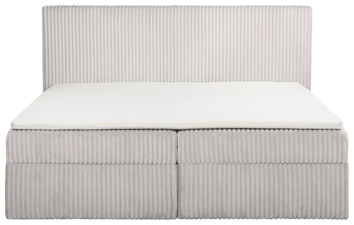 BOXBETT 180/200 cm,  in Grau, gepolstertes Kopfteil, Bettkasten, Topper, Matratzen, H3 + H3 = fest  - Schwarz/Grau, Basics, Kunststoff/Textil (180/200cm) - Chameo
