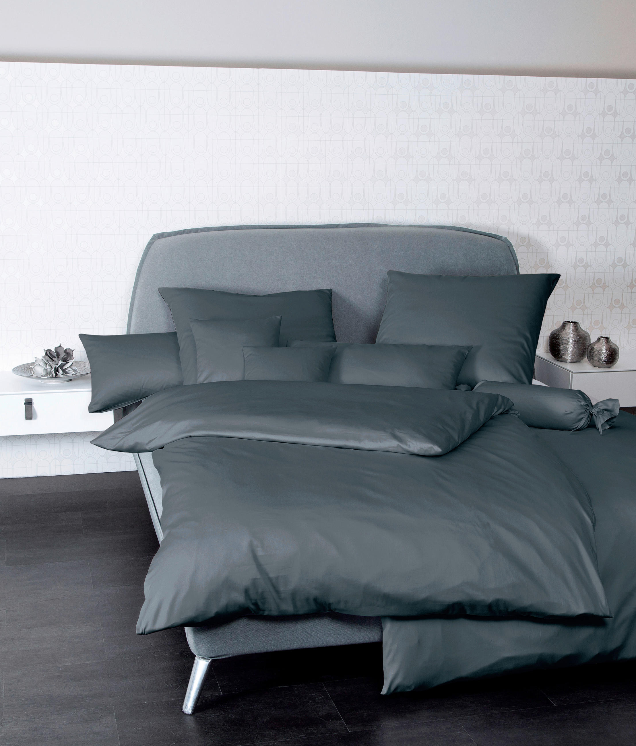 KOPFKISSENBEZUG - Anthrazit, Basics, Textil (40/60cm) - Janine