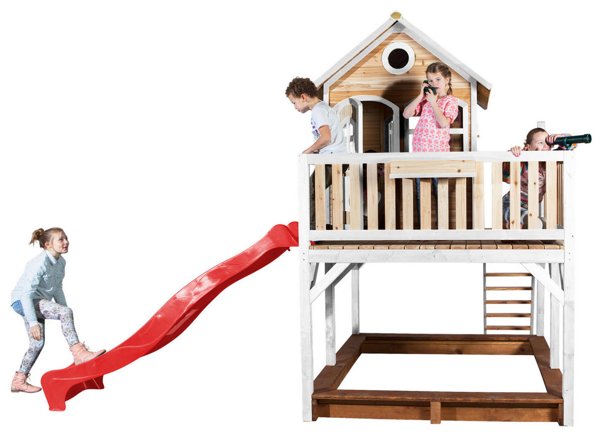 SPIELTURM 377/291/255 cm  - Rot/Braun, KONVENTIONELL, Holz (377/291/255cm) - Ambia Garden