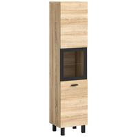MIDISCHRANK 30/125/29 cm  - Schwarz/Sonoma Eiche, MODERN, Glas/Holzwerkstoff (30/125/29cm) - MID.YOU