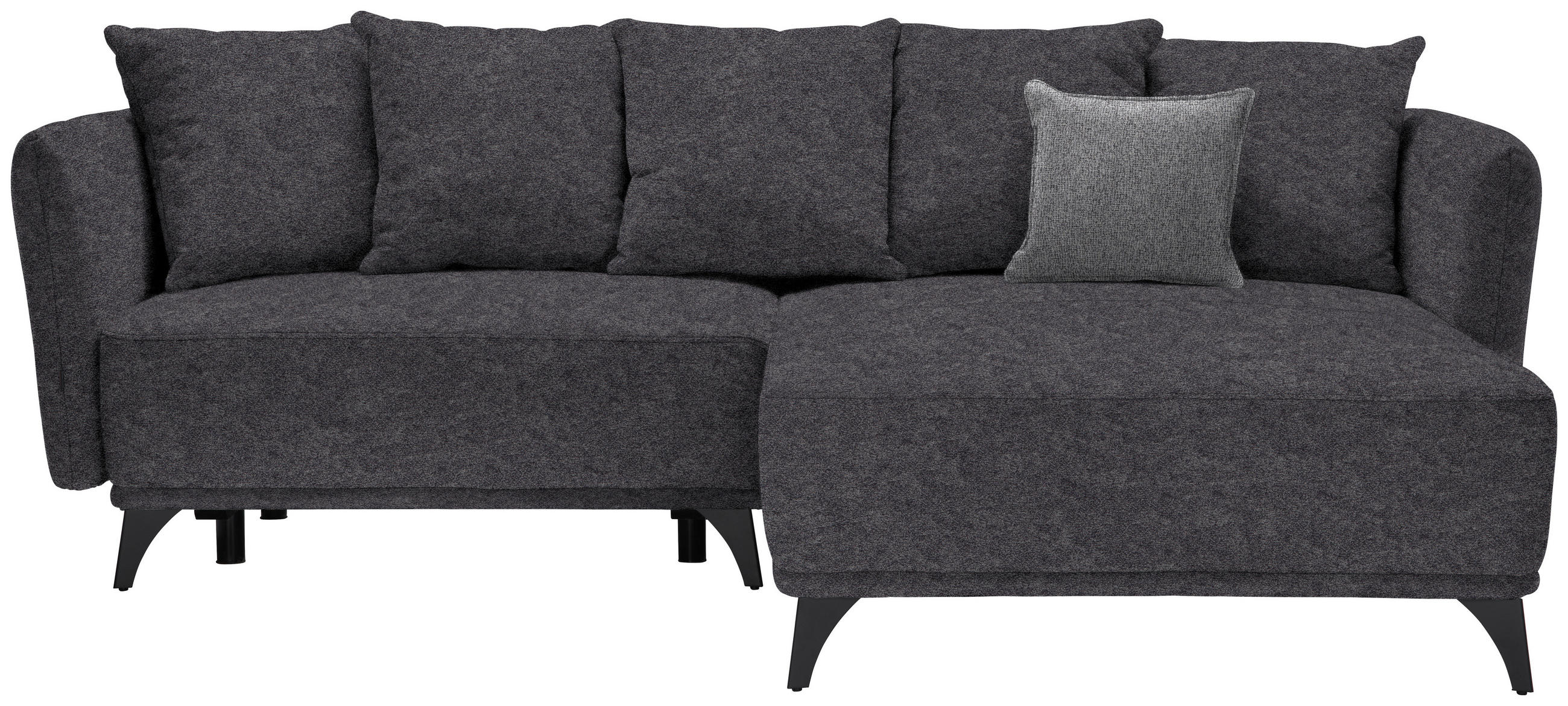 ECKSOFA in Chenille Dunkelgrau  255/172 cm  - Dunkelgrau/Schwarz, LIFESTYLE, Textil/Metall (255/172cm) - Carryhome