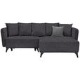 ECKSOFA in Chenille Dunkelgrau  - Dunkelgrau/Schwarz, LIFESTYLE, Textil/Metall (255/172cm) - Carryhome