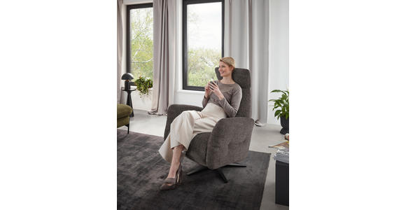RELAXSESSEL in Textil Graubraun - Graubraun/Schwarz, Design, Textil/Metall (78/113/90cm) - Dieter Knoll