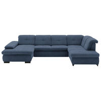 WOHNLANDSCHAFT in Webstoff Blau  - Blau/Schwarz, Design, Textil/Metall (174/337/210cm) - Beldomo Style