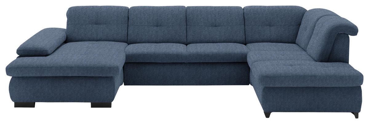 WOHNLANDSCHAFT in Webstoff Blau  - Blau/Schwarz, Design, Textil/Metall (174/337/210cm) - Beldomo Style
