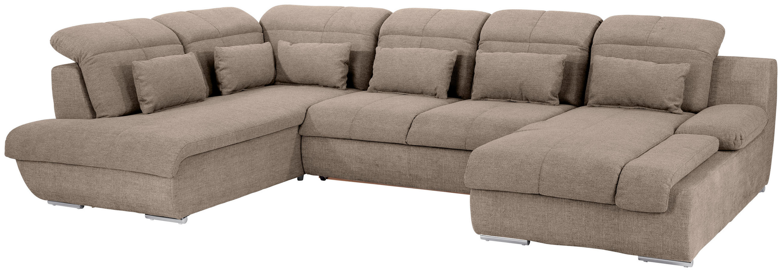 WOHNLANDSCHAFT Beige Mikrofaser  - Chromfarben/Beige, MODERN, Textil/Metall (228/345/184cm) - MID.YOU