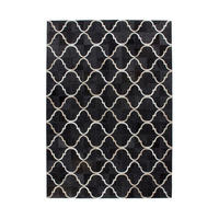 FLATVÄVD MATTA 120/170 cm  - svart, Basics, läder/textil (120/170cm) - Kayoom