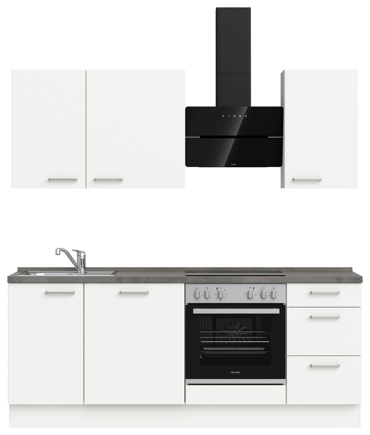 KÜCHENLEERBLOCK 210 cm   in Grau, Weiß  - Edelstahlfarben/Weiß, MODERN, Holzwerkstoff/Metall (210cm) - Nobilia
