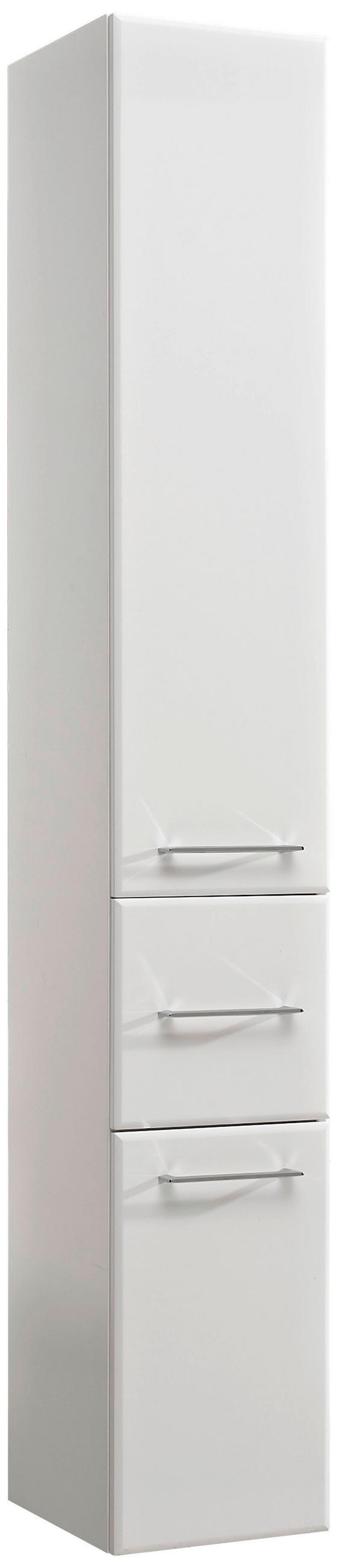 HOCHSCHRANK 30/185,5/33 cm  - Chromfarben/Weiß Hochglanz, Basics, Glas/Holzwerkstoff (30/185,5/33cm) - Pelipal