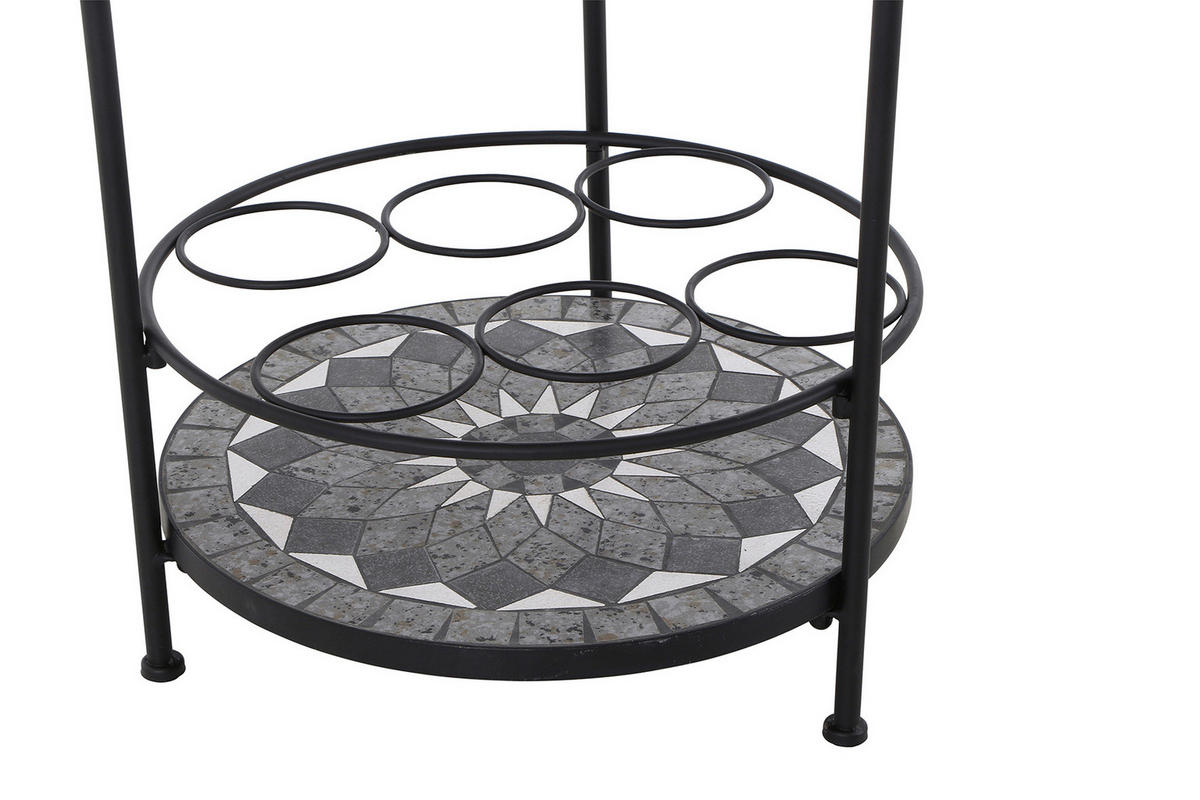 GARTENTISCH Metall, Keramik Schwarz rund  - Schwarz, KONVENTIONELL, Keramik/Metall (42/42/74cm) - Siena Garden