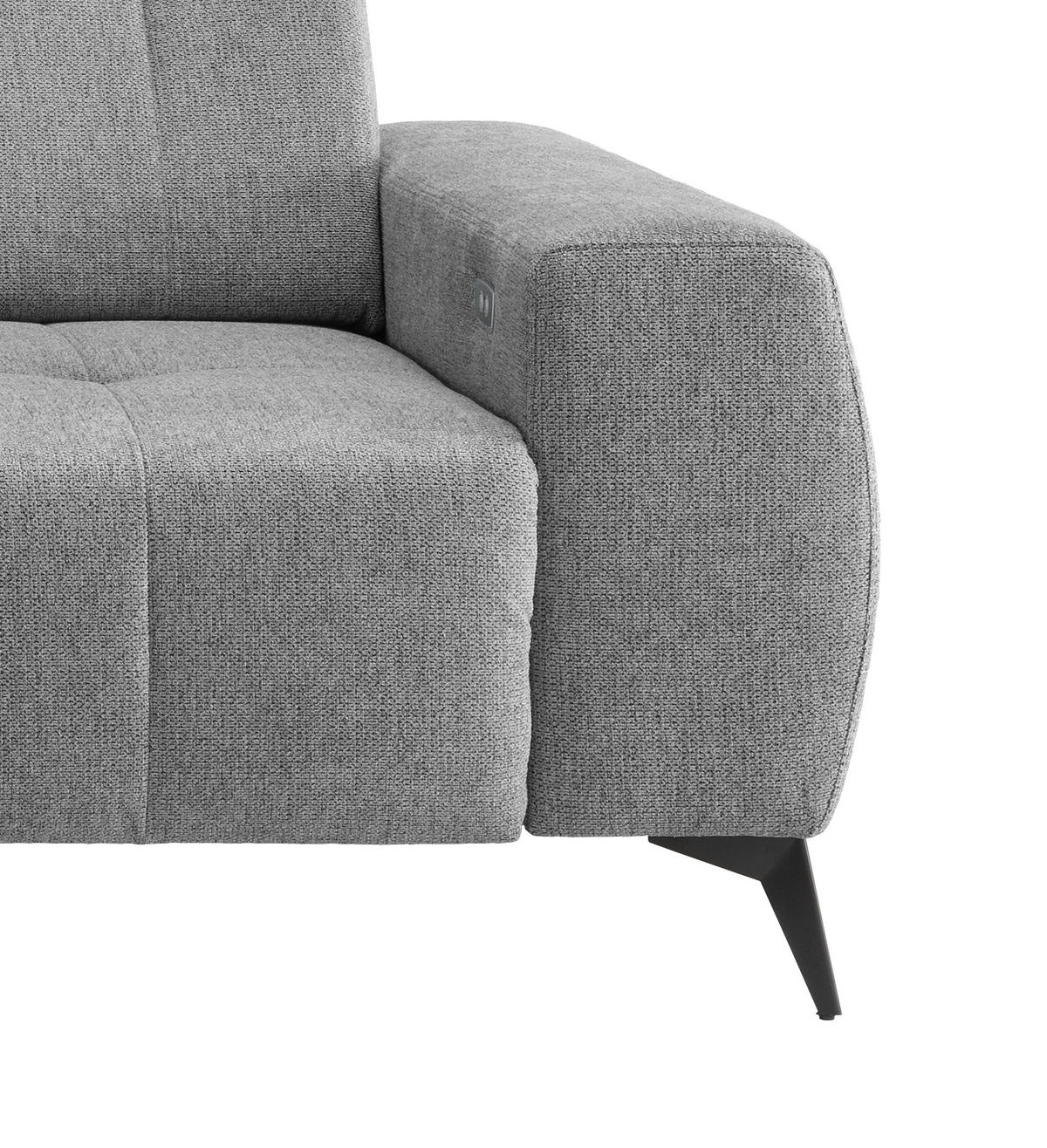 ECKSOFA Silberfarben Chenille  - Silberfarben/Schwarz, MODERN, Textil/Metall (180/258cm) - Livetastic