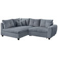 ECKSOFA  in Plüsch Blaugrau  - Blaugrau/Schwarz, KONVENTIONELL, Kunststoff/Textil (175/249cm) - Carryhome