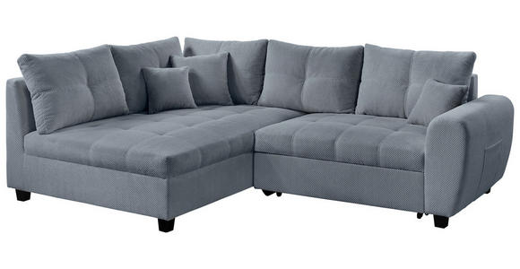 ECKSOFA  in Plüsch Blaugrau  - Blaugrau/Schwarz, KONVENTIONELL, Kunststoff/Textil (175/249cm) - Carryhome