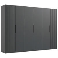 DREHTÜRENSCHRANK 300/216/58 cm 6-türig Graphitfarben  - Schwarz/Graphitfarben, MODERN, Holzwerkstoff/Metall (300/216/58cm) - MID.YOU
