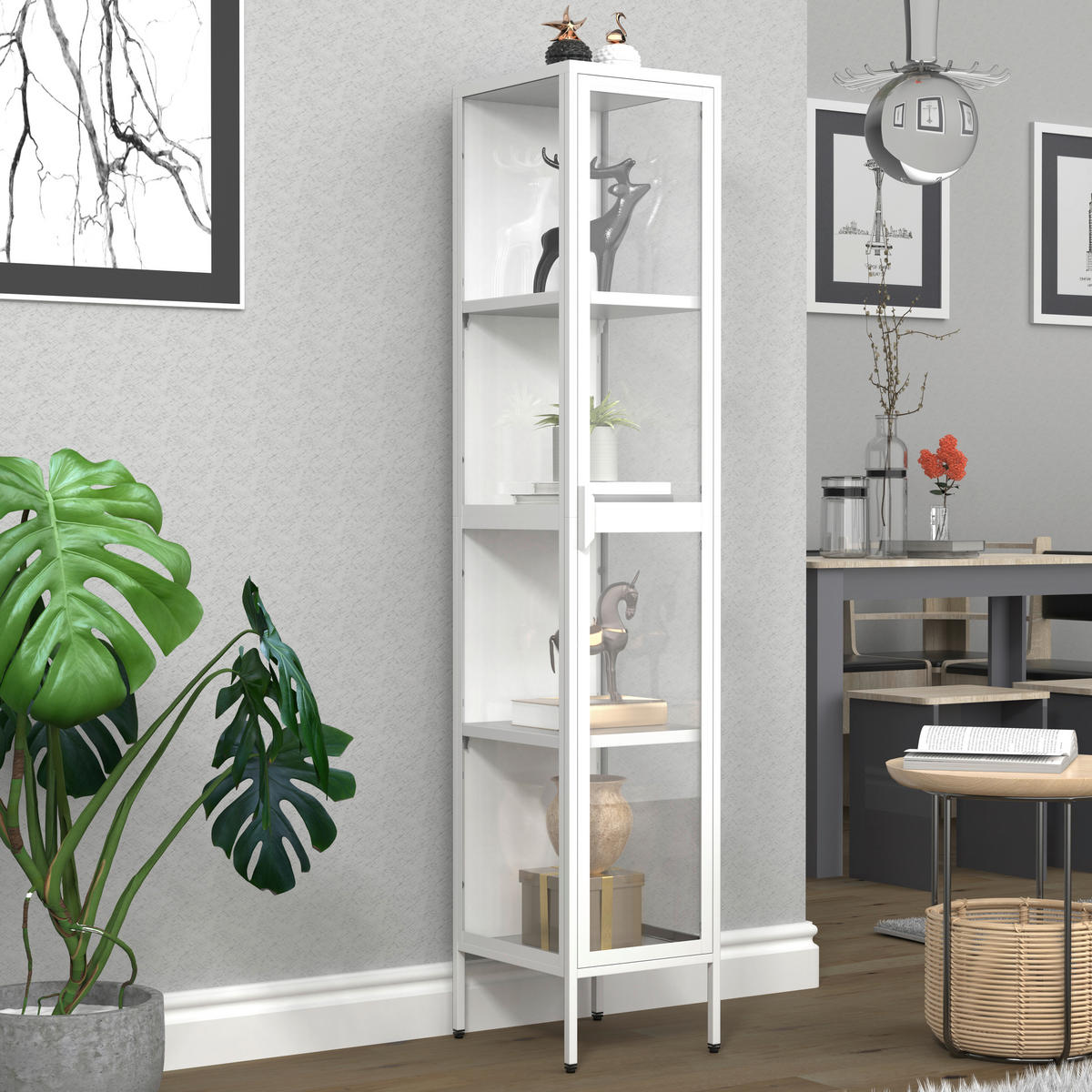VITRINA 30/160/35 cm   - bijela/prozirno, Design, staklo/metal (30/160/35cm) - MID.YOU