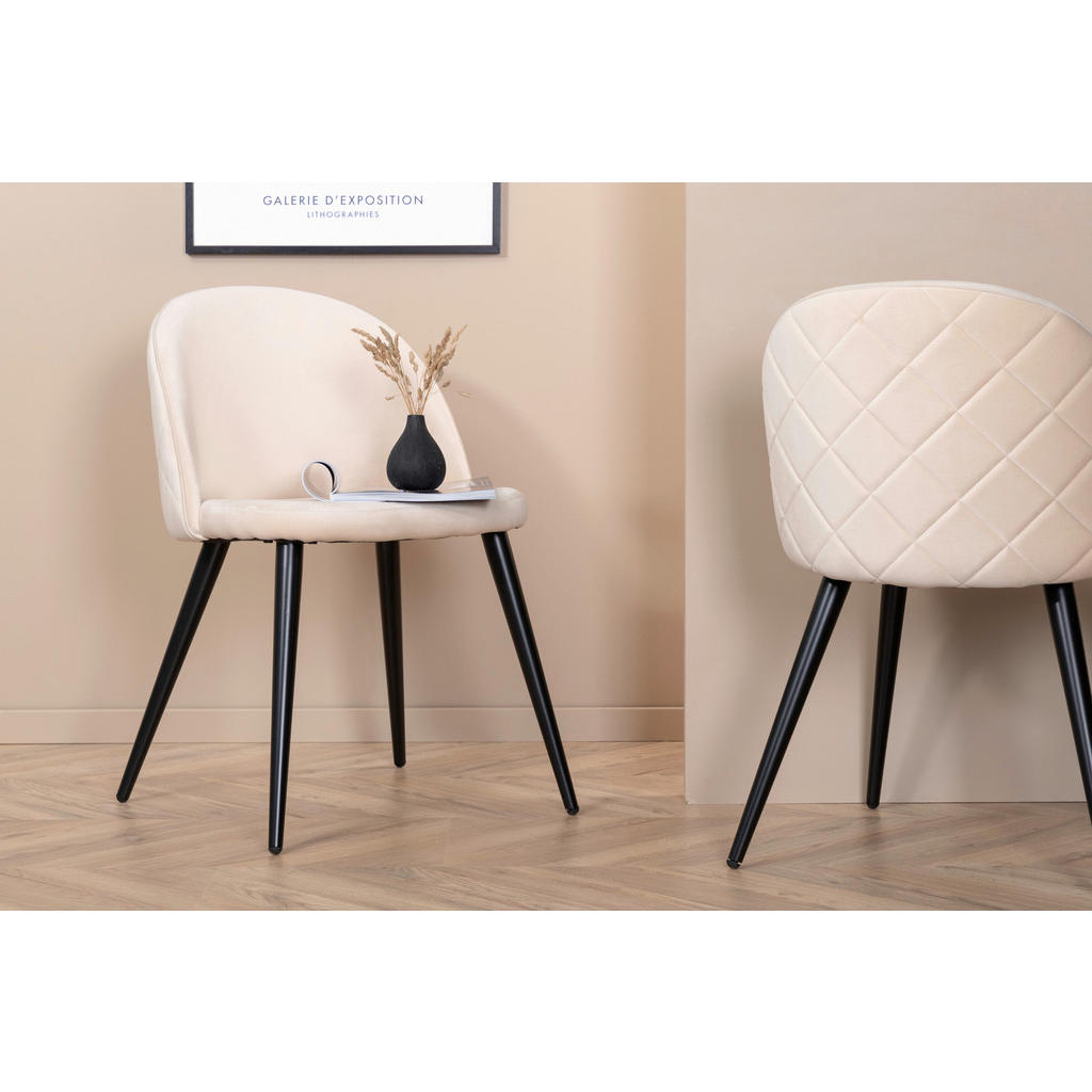 Thumbnail - Livetastic Stuhl-Set, Schwarz, Beige, Metall, Textil, Rundrohr, 50x76.5x57 cm, Stühle