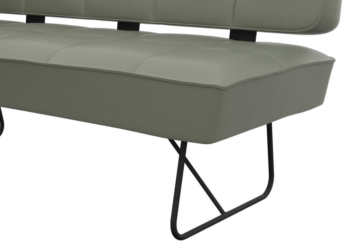 ECKBANK 165/207 cm Echtleder Graugrün   - Schwarz/Graugrün, Design, Leder/Metall (165/207cm) - Moderano