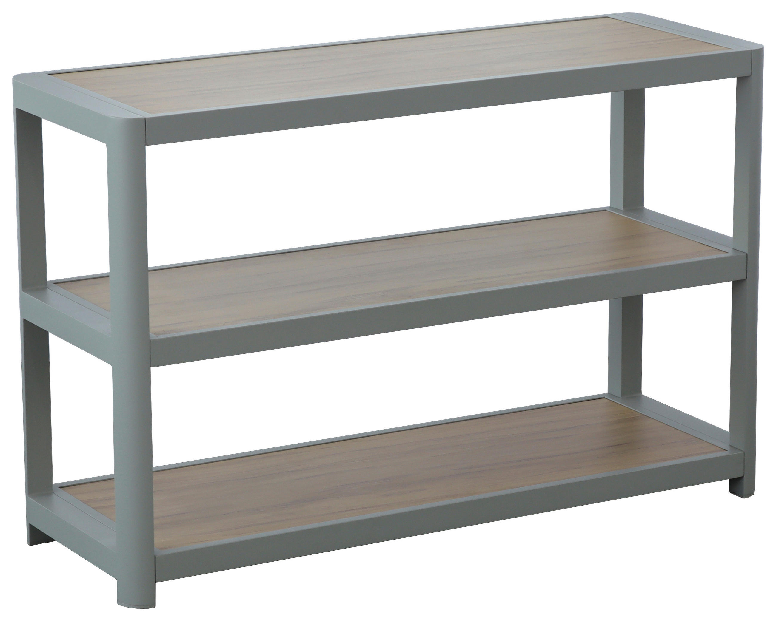 REGAL Hellgrau, Teakfarben  - Hellgrau/Teakfarben, Design, Metall (135,5/87,5/48.5cm) - Ambia Garden