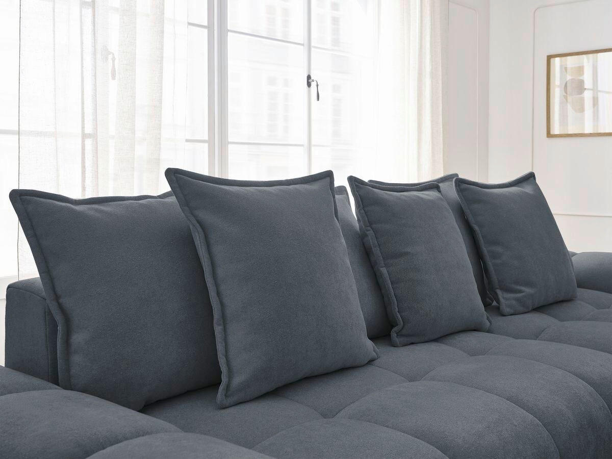 ECKSCHLAFSOFA EVEREST  mit Rücken echt, Armteil links, Armteil rechts Struktur Dunkelblau  - Schwarz/Dunkelblau, MODERN, Kunststoff/Textil (318/180cm) - Livetastic