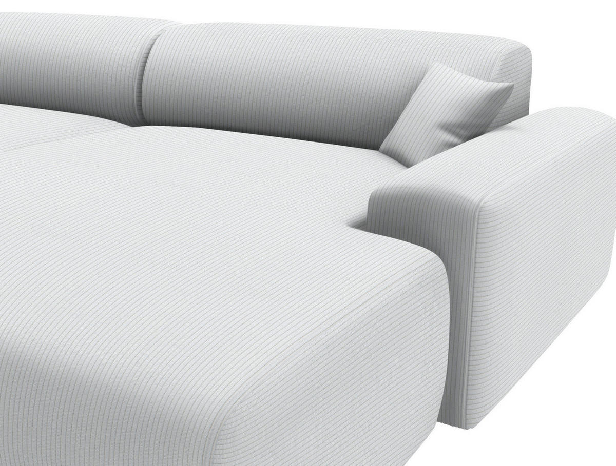 ECKSOFA in Velours, Feincord Silberfarben  292/178 cm  - Silberfarben/Schwarz, Design, Kunststoff/Textil (292/178cm) - home24
