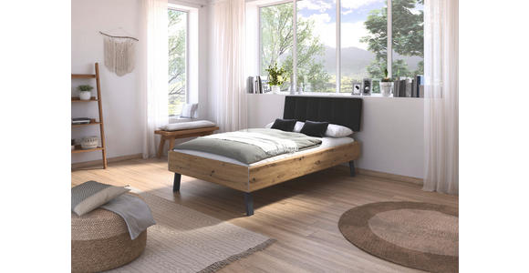 BETT 120/200 cm  in Eiche Artisan  - Eiche Artisan/Grau, Design, Holzwerkstoff/Textil (120/200cm) - Carryhome