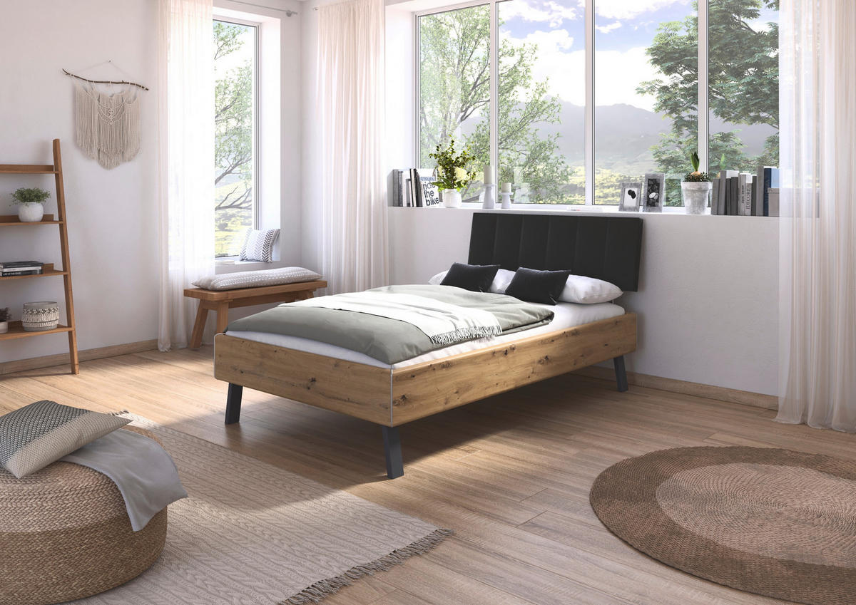 BETT 120/200 cm  in Eiche Artisan  - Eiche Artisan/Grau, Design, Textil/Metall (120/200cm) - Carryhome