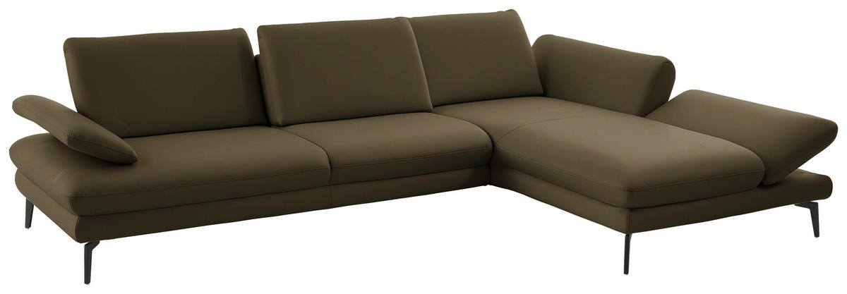 ECKSOFA in Echtleder Grün  308/195 cm  - Schwarz/Grün, Design, Leder/Metall (308/195cm) - Dieter Knoll