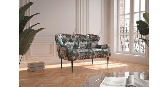 SOFA Jacquard Blau, Rosa, Beige  - Blau/Beige, KONVENTIONELL, Textil/Metall (153/97/87cm) - Cantus