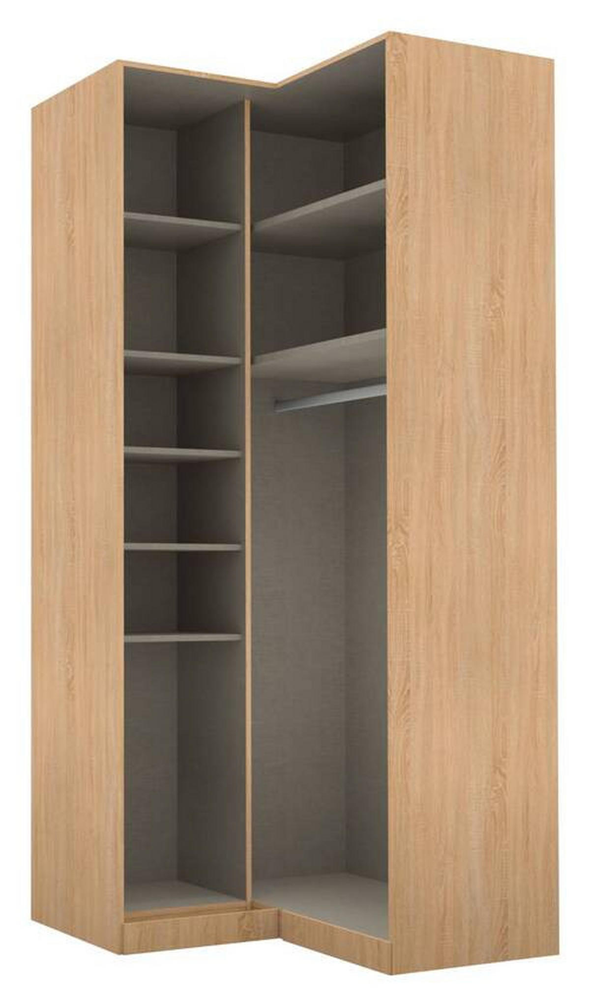 ECKKLEIDERSCHRANK 100/229/102 cm  - Alufarben/Sonoma Eiche, Modern, Holzwerkstoff (100/229/102cm) - Rauch Möbel