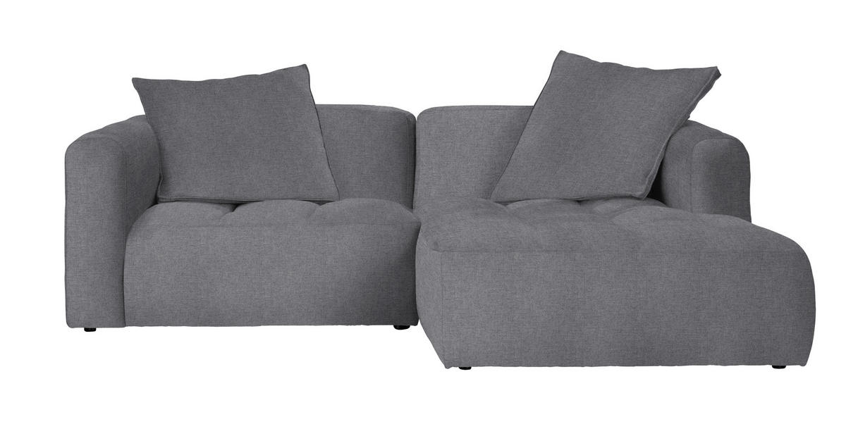 ECKSOFA in Flachgewebe Grau  - Schwarz/Grau, Lifestyle, Kunststoff/Textil (240/173cm) - Stylife