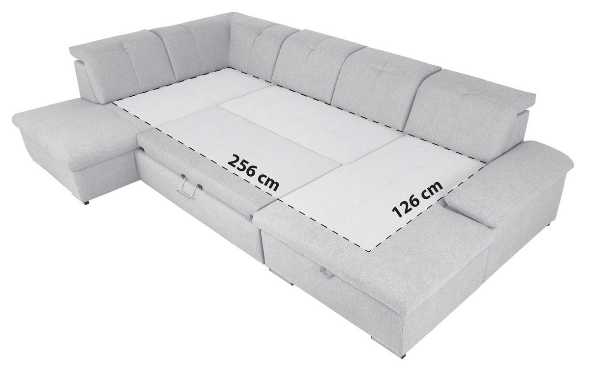 WOHNLANDSCHAFT Ramzes in Hellbraun  - Hellbraun/Grau, Design, Textil/Metall (215/328/173cm) - MID.YOU