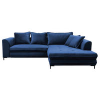 KOTNA SEDEŽNA GARNITURA, velur kraljevo modra  - modra/črna, Design, kovina/tekstil (277/187cm) - Livetastic
