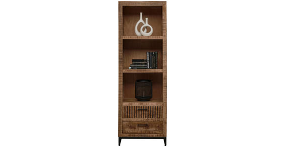 REGAL Naturfarben 60/180/40 cm - Schwarz/Naturfarben, ROMANTIK / LANDHAUS, Holz/Metall (60/180/40cm) - Carryhome