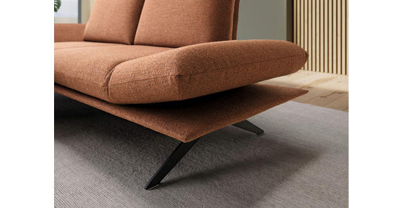 ECKSOFA  in Flachgewebe Cognac Rücken echt, Armteilverstellung, Relaxfunktion  155/234 cm  - Cognac/Schwarz, Design, Textil/Metall (155/234cm) - Dieter Knoll
