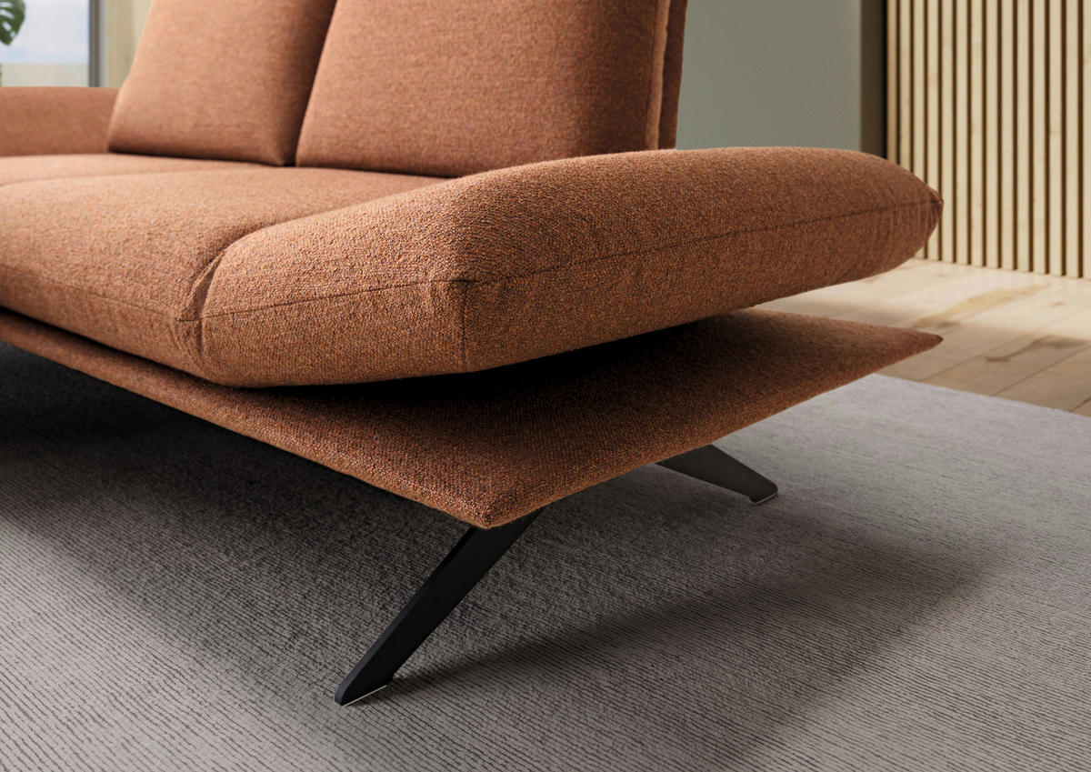 ECKSOFA Flachgewebe Cognac  - Cognac/Schwarz, Design, Textil/Metall (155/234cm) - Dieter Knoll