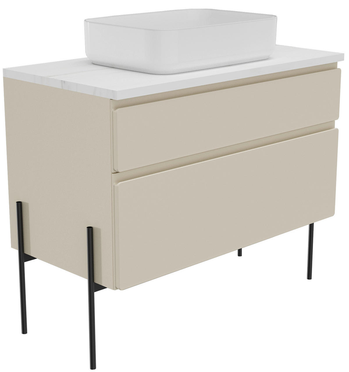 WASCHBECKENUNTERSCHRANK 90/55/47 cm  - Greige/Weiß, MODERN, Holzwerkstoff (90/55/47cm) - Welnova