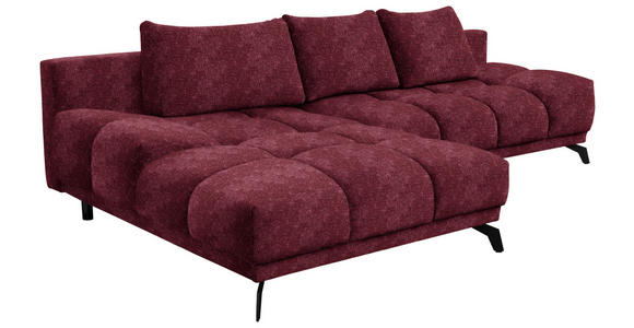 ECKSOFA in Chenille Dunkelrot  - Schwarz/Dunkelrot, MODERN, Textil/Metall (182/290cm) - Hom`in