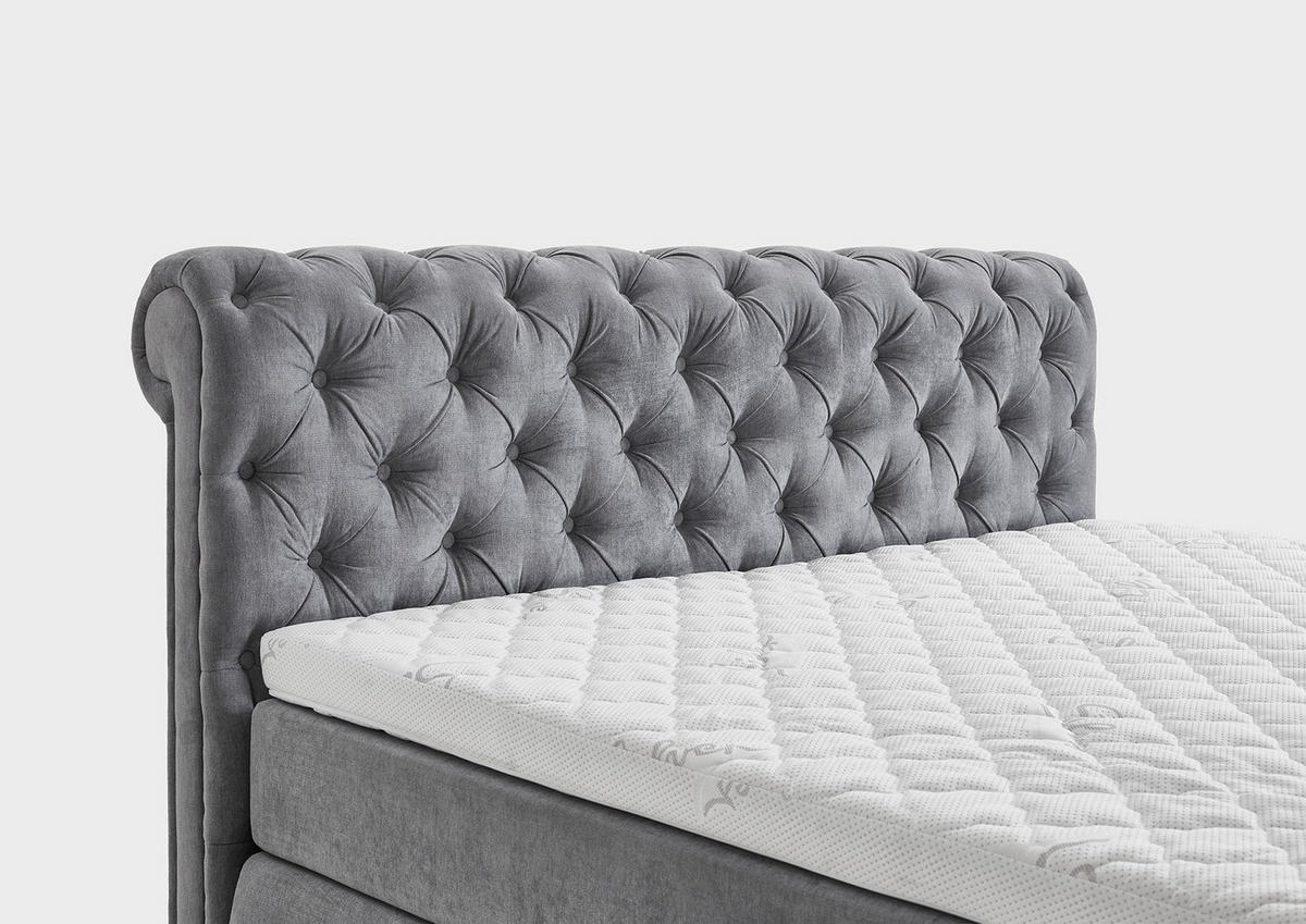 BOXSPRING KREVET     - siva, Moderno, tekstil/plastika (188/229cm)
