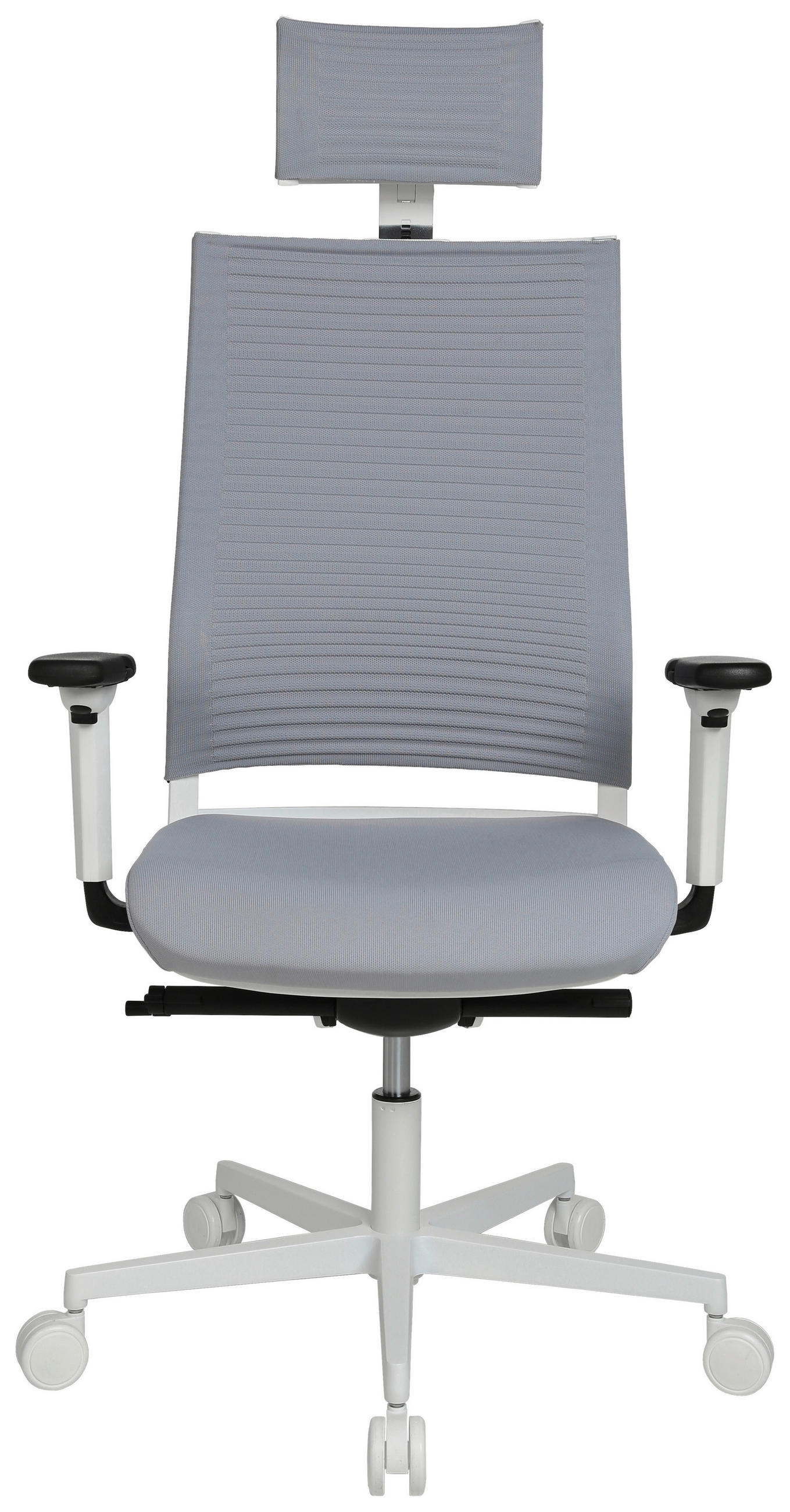 DREHSTUHL  in Flachgewebe Grau, Schwarz, Weiss  - Weiss/Schwarz, Modern, Kunststoff/Textil (48/105-115/48-55cm) - Topstar