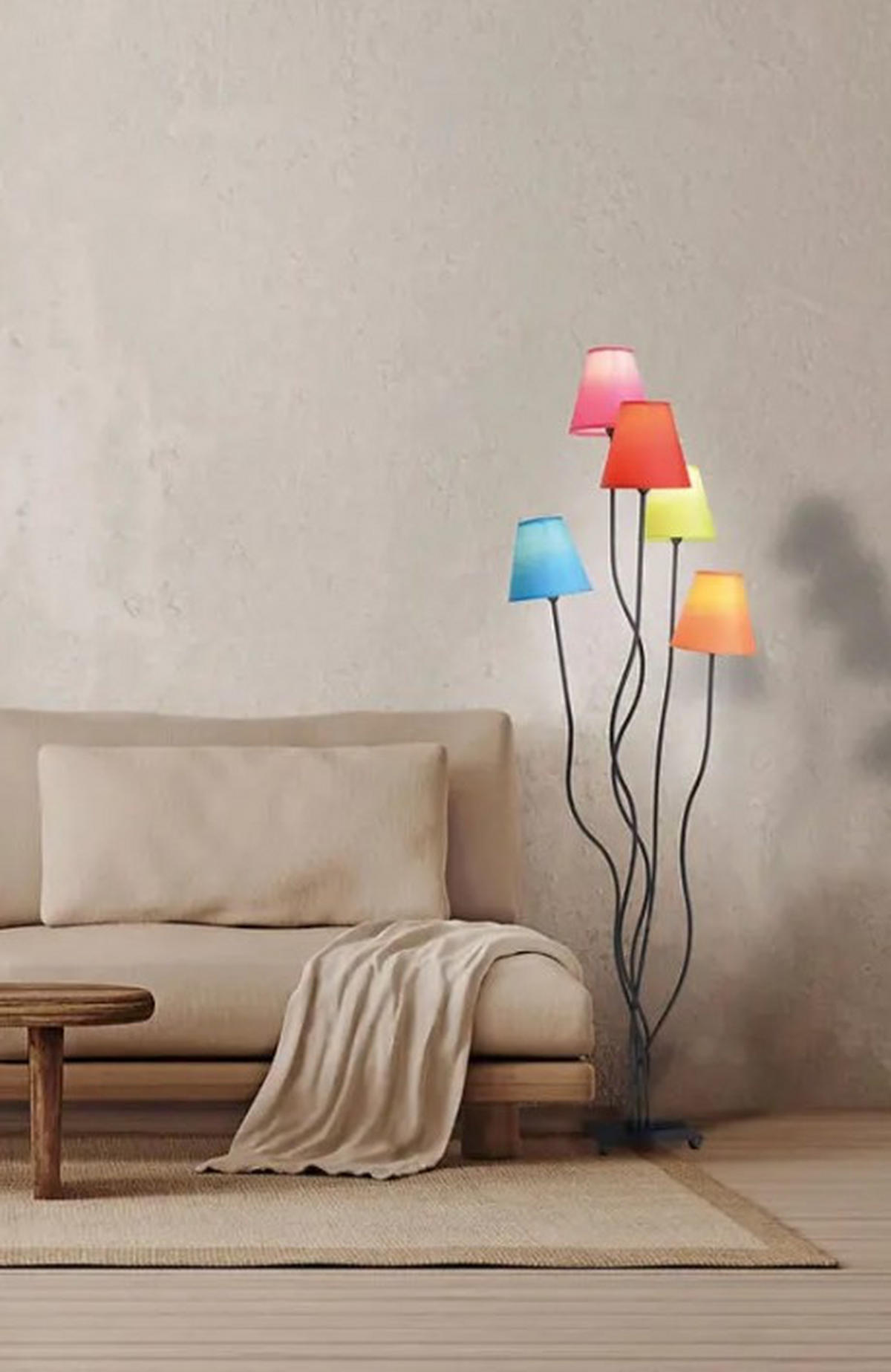 STEHLEUCHTE 23,5/23,5/156 cm Retro  - Multicolor/Schwarz, LIFESTYLE, Textil/Metall (23,5/23,5/156cm) - Näve