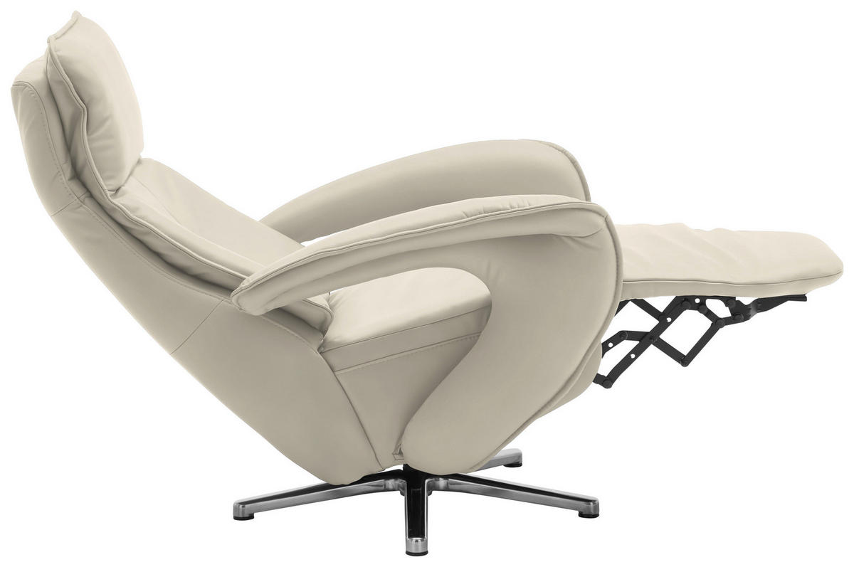 RELAXSESSEL in Leder Ecru  - Chromfarben/Ecru, Design, Leder/Metall (77/110/87cm) - Valdera