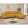 ECKSOFA Currygelb Cord Rückenkissen, Armlehnenkissen, Rücken echt  - Currygelb/Schwarz, KONVENTIONELL, Textil/Metall (332/231cm) - Carryhome