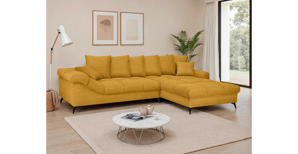 ECKSOFA Currygelb Cord Rückenkissen, Armlehnenkissen, Rücken echt  - Currygelb/Schwarz, KONVENTIONELL, Textil/Metall (332/231cm) - Carryhome