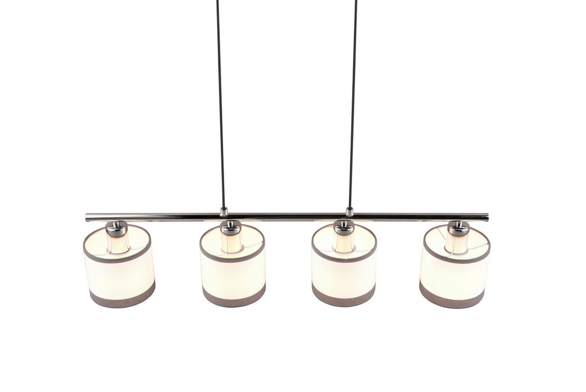 HÄNGLAMPA Davos 75/12/150 cm  - vit/kromfärg, Basics, metall/textil (75/12/150cm)